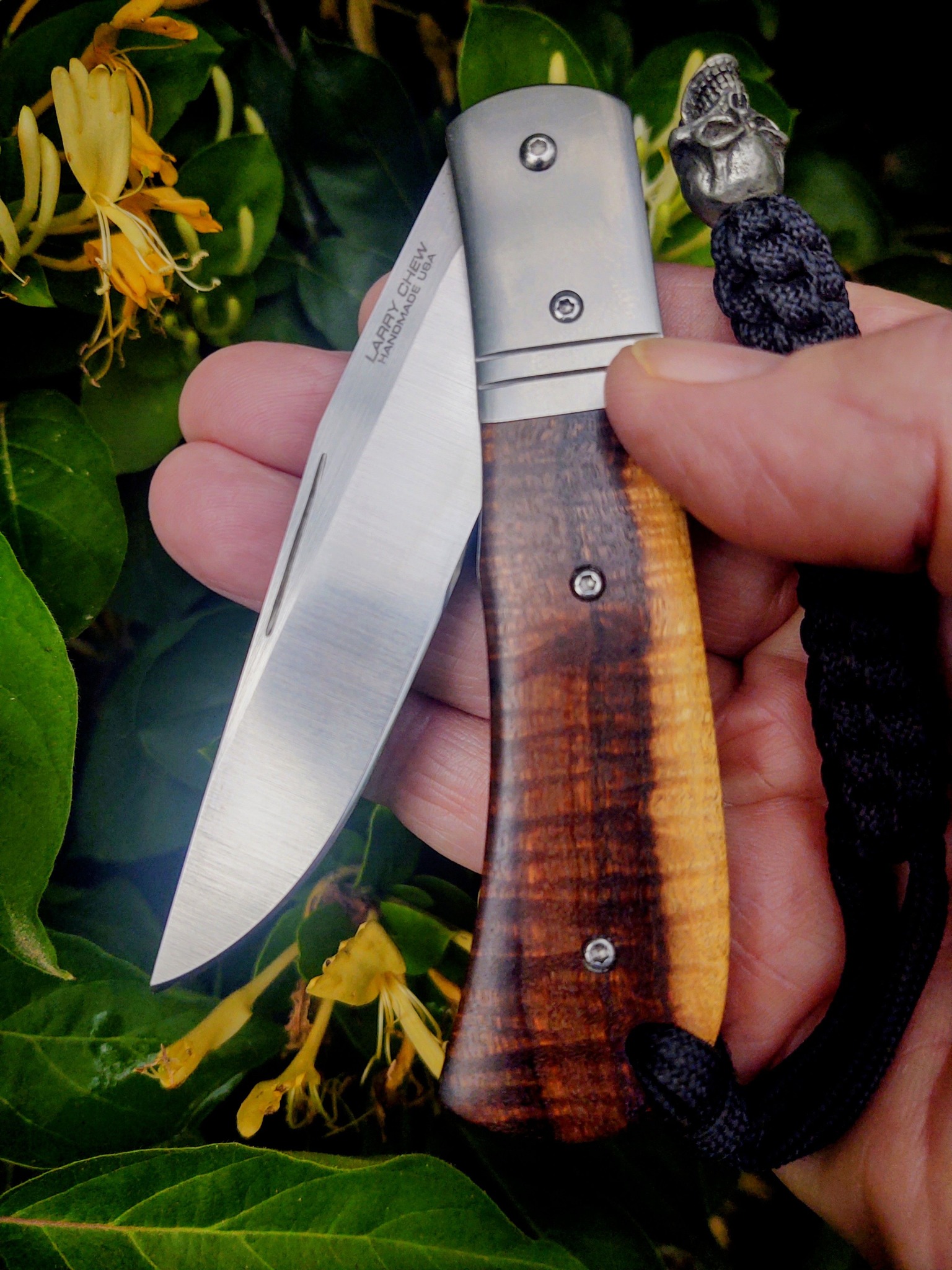 Custom hand-made one-off liner-lock trapper knife in Australian 
