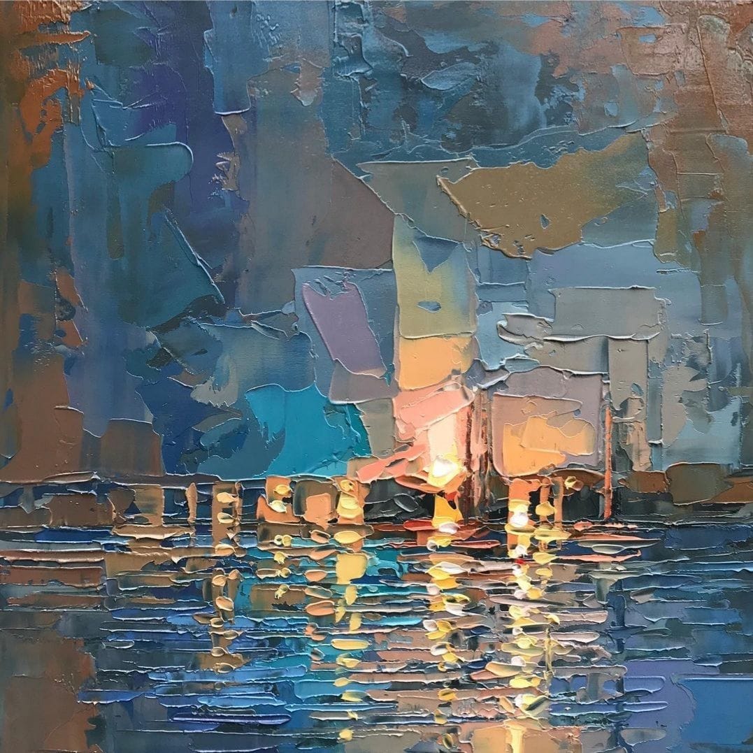 Jason Anderson Abstract Oil painting , Pastel shades Britsih artist