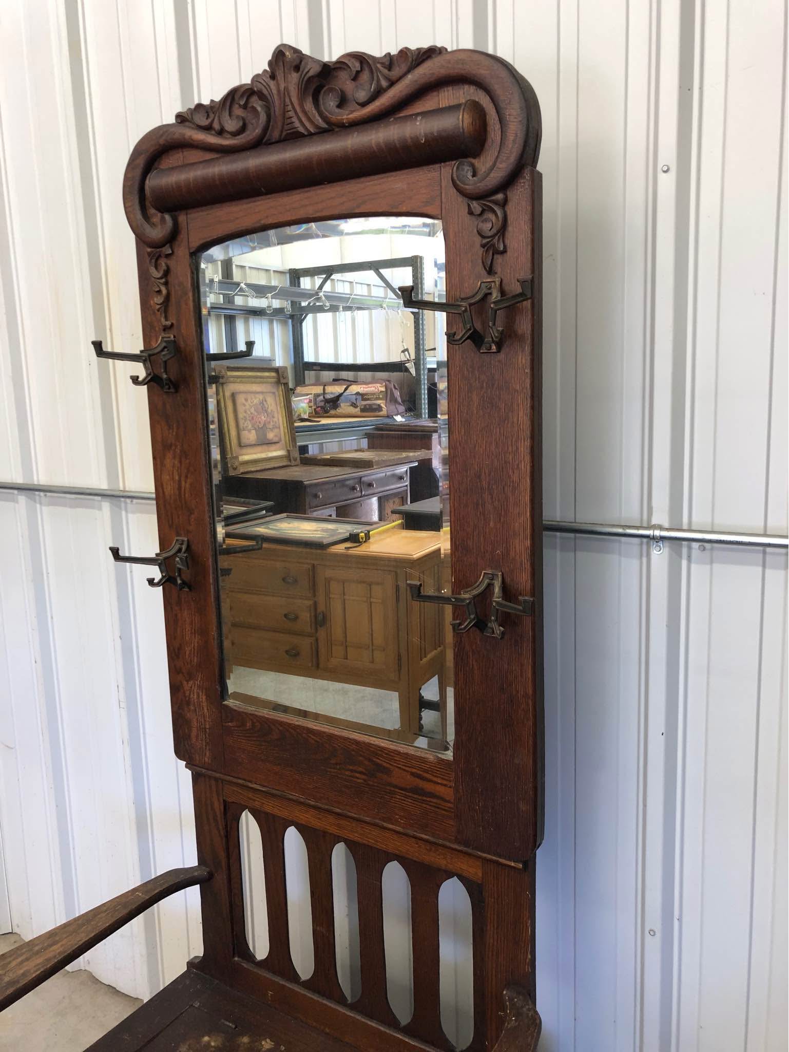 Antique oak hall tree - Hall Trees & Coat Racks - Rustburg, Virginia ...
