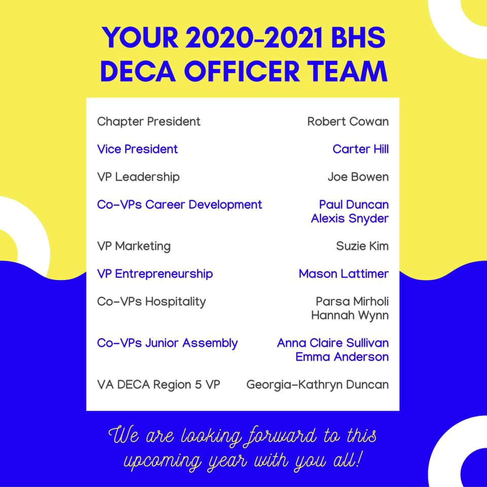 Blacksburg DECA - Congratulations to our new BHS DECA... | Facebook