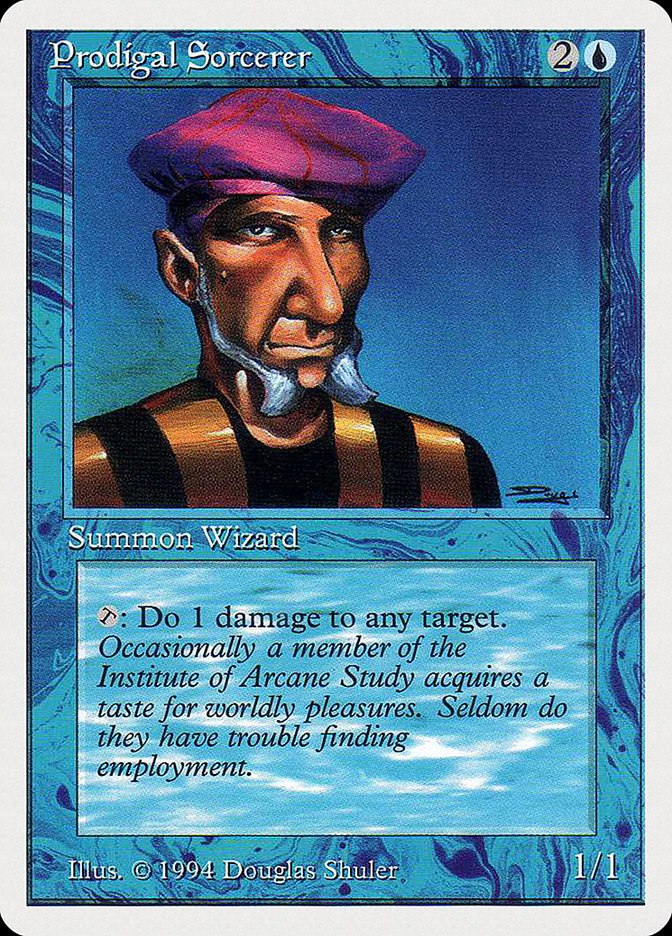 tim mtg card the Enchanter From the Seventh Edition (7th Ed.) set. Prodigal Sorcerer (Tim the Enchanter)