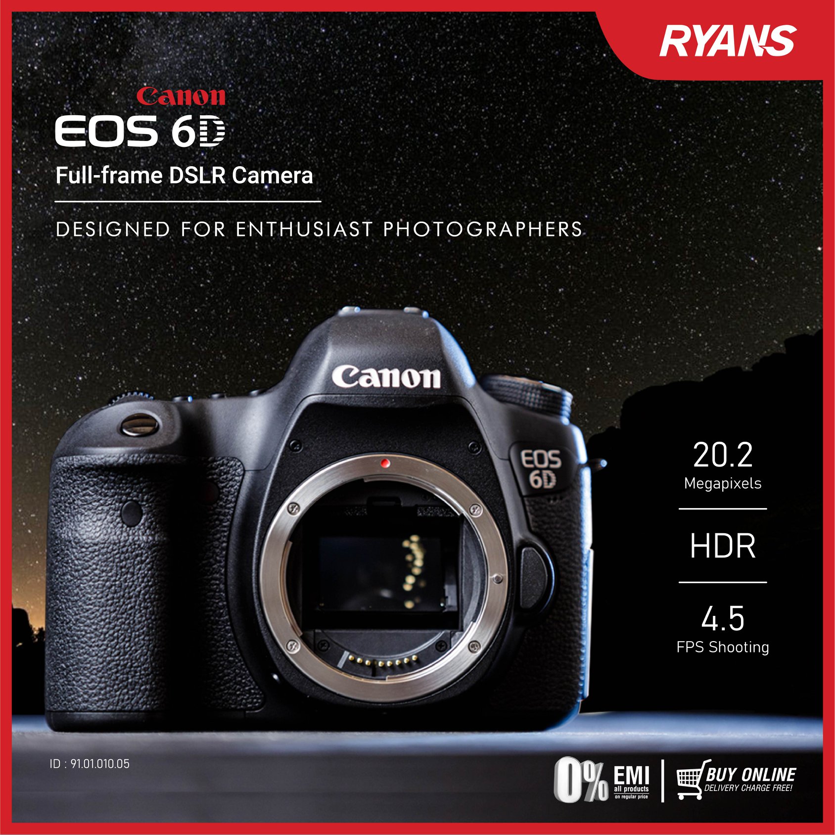 Canon EOS 6D DSLR Camera ✓20.2 Megapixels ✓Full Frame CMOS 