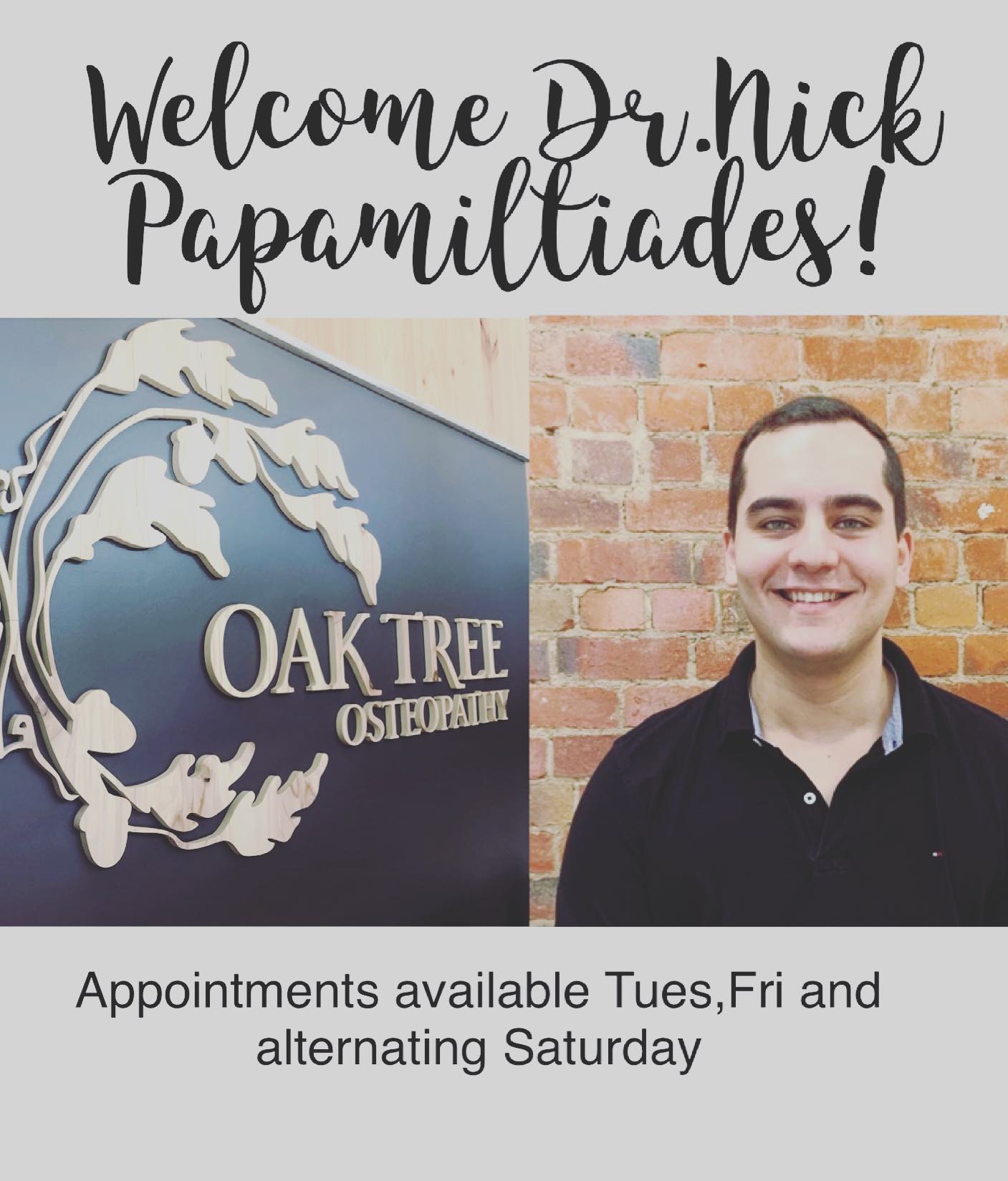 Oak - We are delighted to welcome Nick to Oak Tree Osteo! Nick brings ...