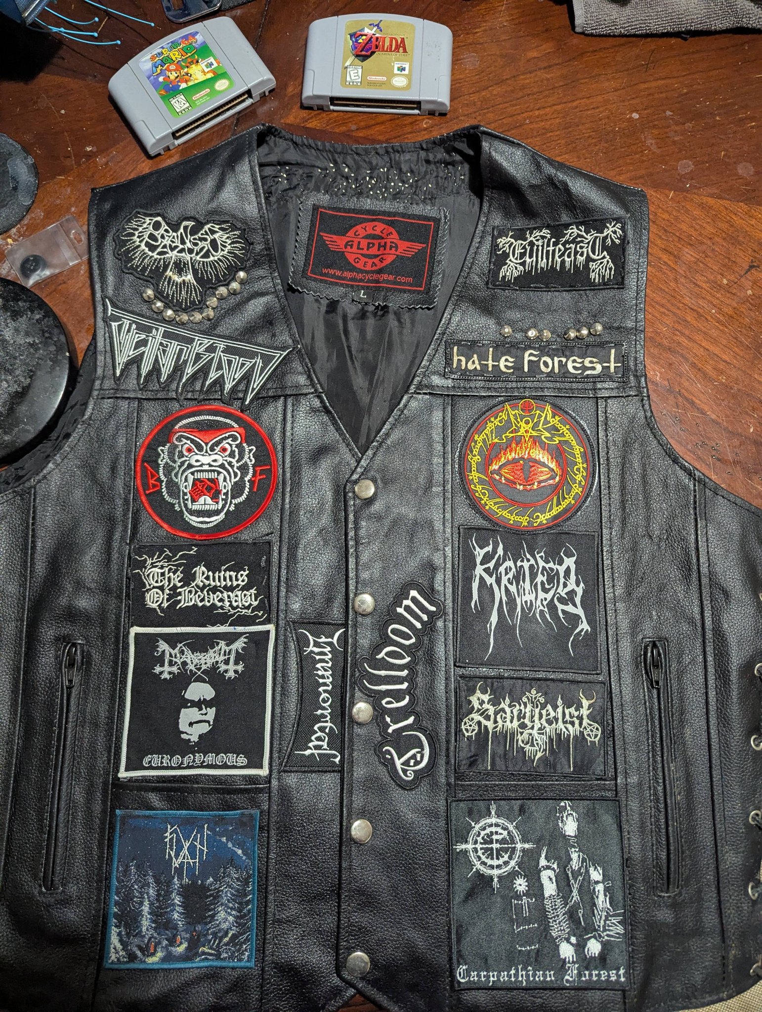 Finished my first battle vest. On leather, I