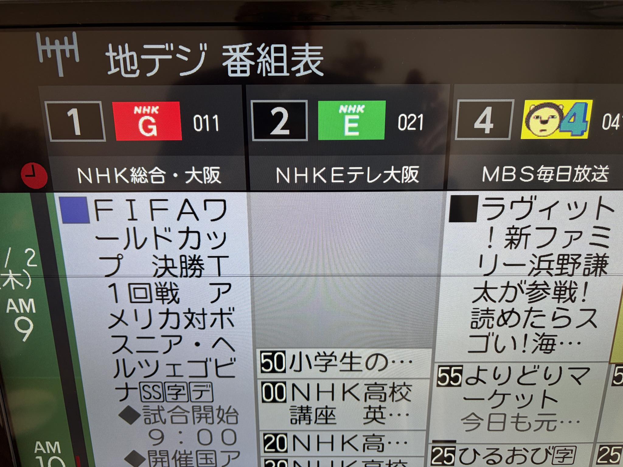 今日 の 地 デジ 番組 表