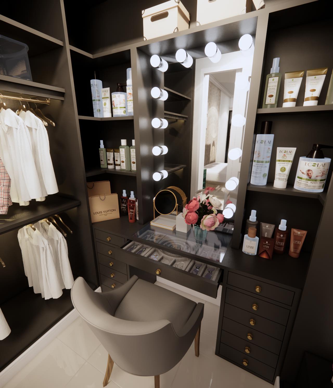 Walk in closet ..... สำหรับคุณผู้หญิงค่ะ....👩‍🦰👩‍🦰👩‍🦰 #ออกแบบ บิ้วอิน ...