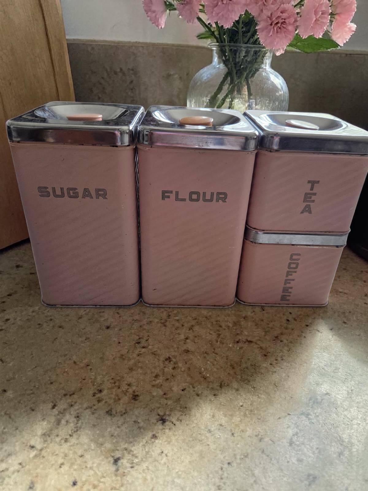 Vintage 4-piece Lincoln Beautyware canister set, likely from the