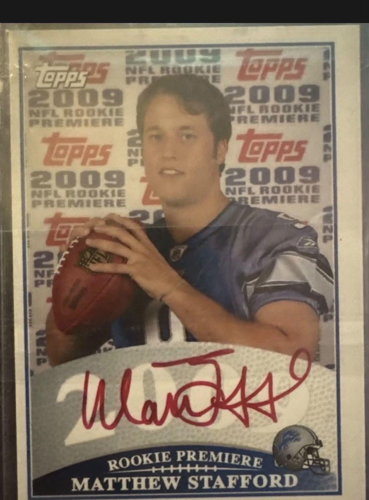 2009 Topps Rookie Premiere Matthew Stafford auto print run for red