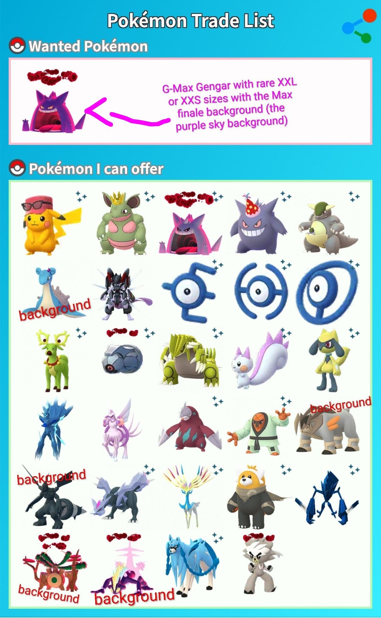 Wanted 3 star Gmax Gengar trade in Pokémon Go