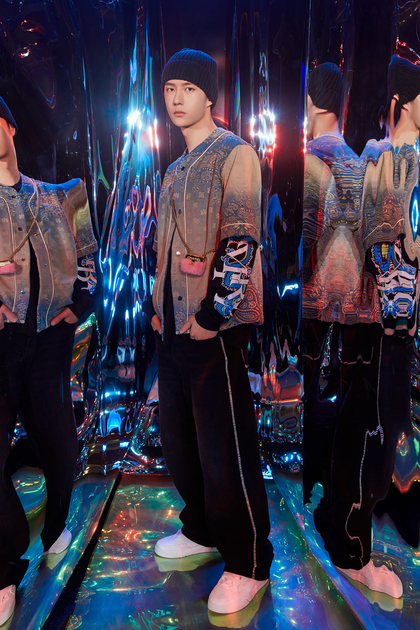 EVISU global spokesperson Wang Yibo in EVISU Ox Zodiac custom 