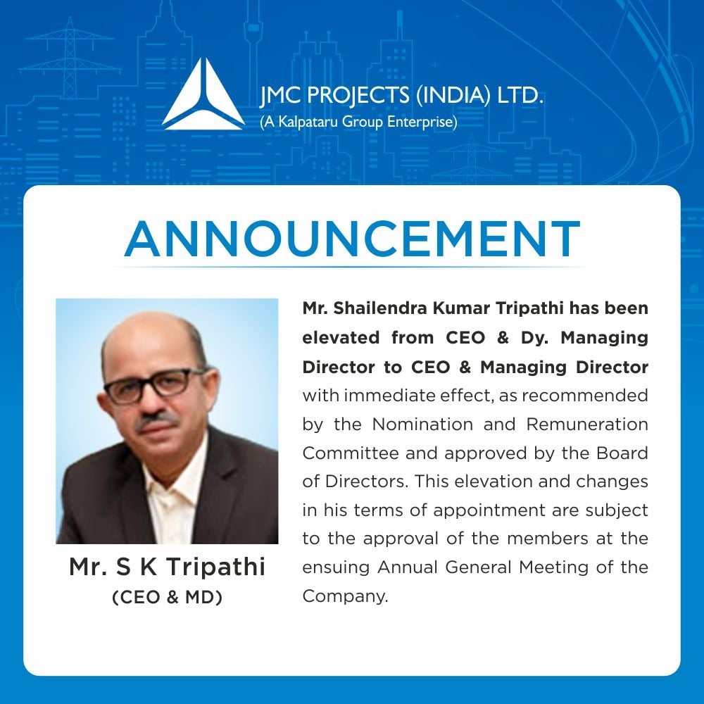 An official announcement we... - JMC Projects India Ltd. | Facebook