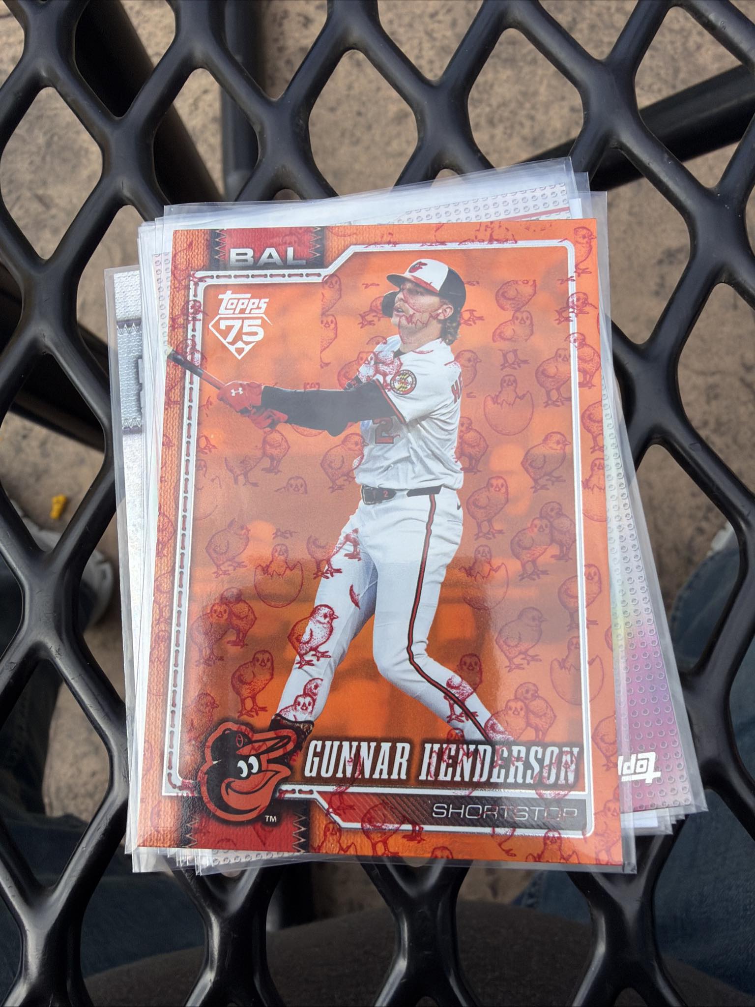 Gunnar Henderson baseball card with unique chicken overlay