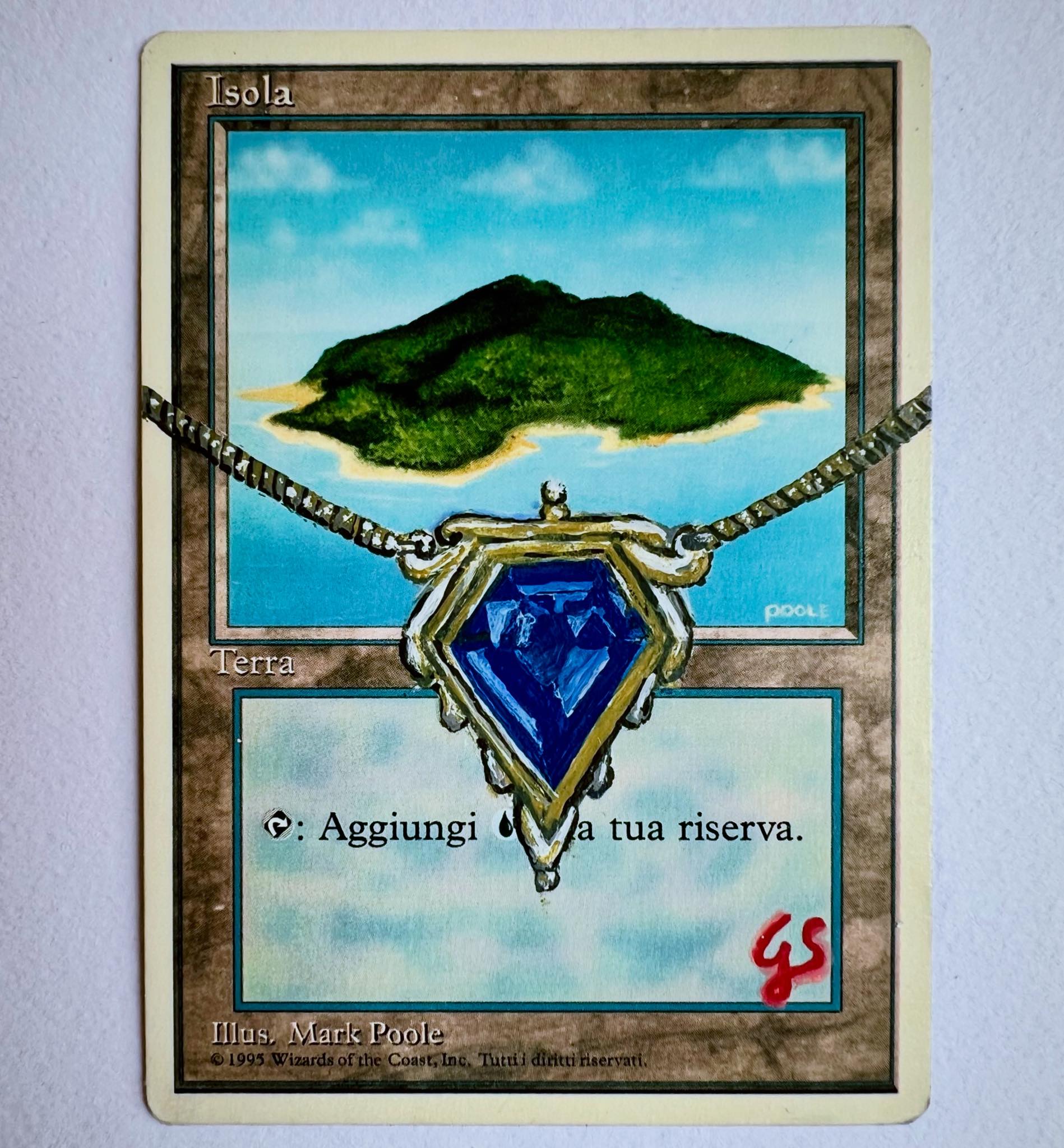 Hand-painted Magic: The Gathering Island card by Mark Poole