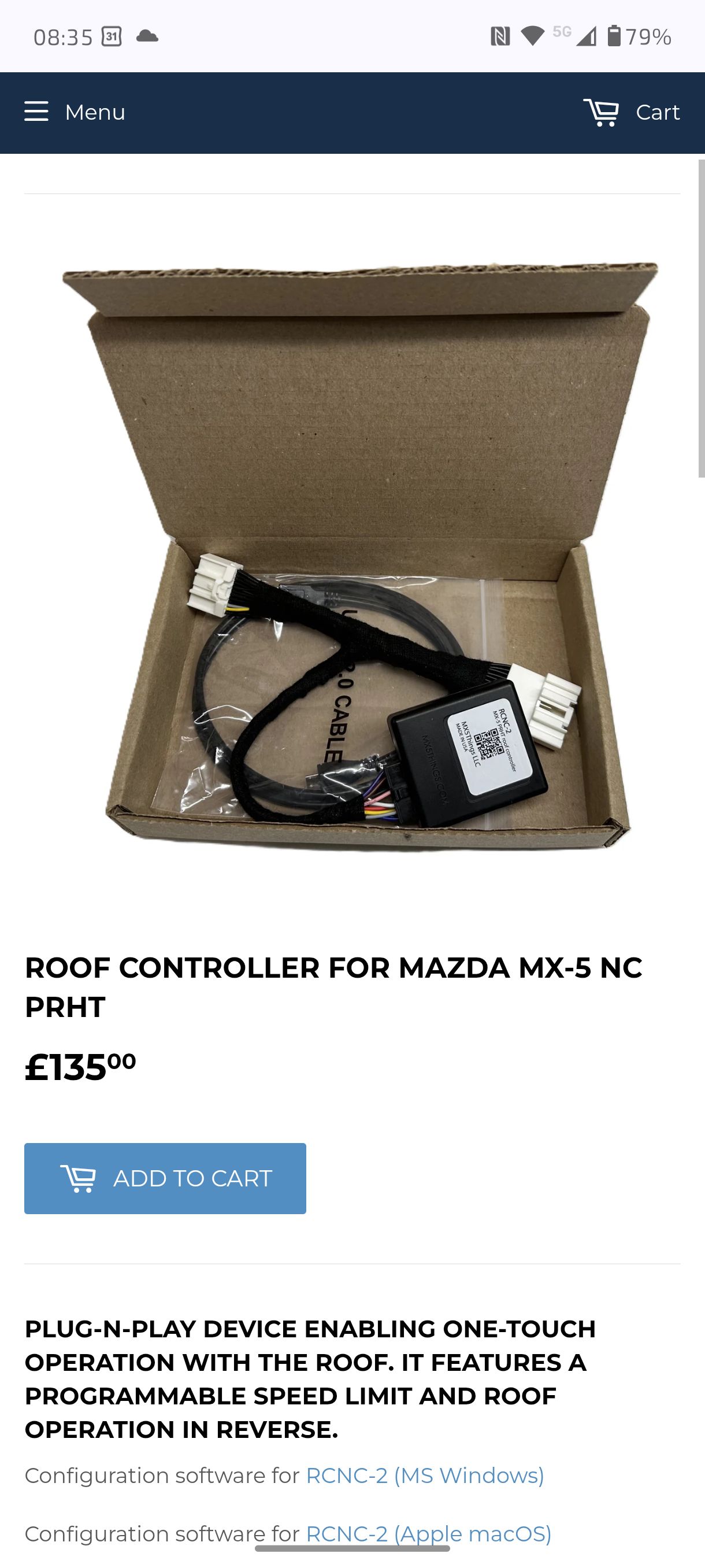 Has anyone tried the MX5things roof controller on their ND2 RF?