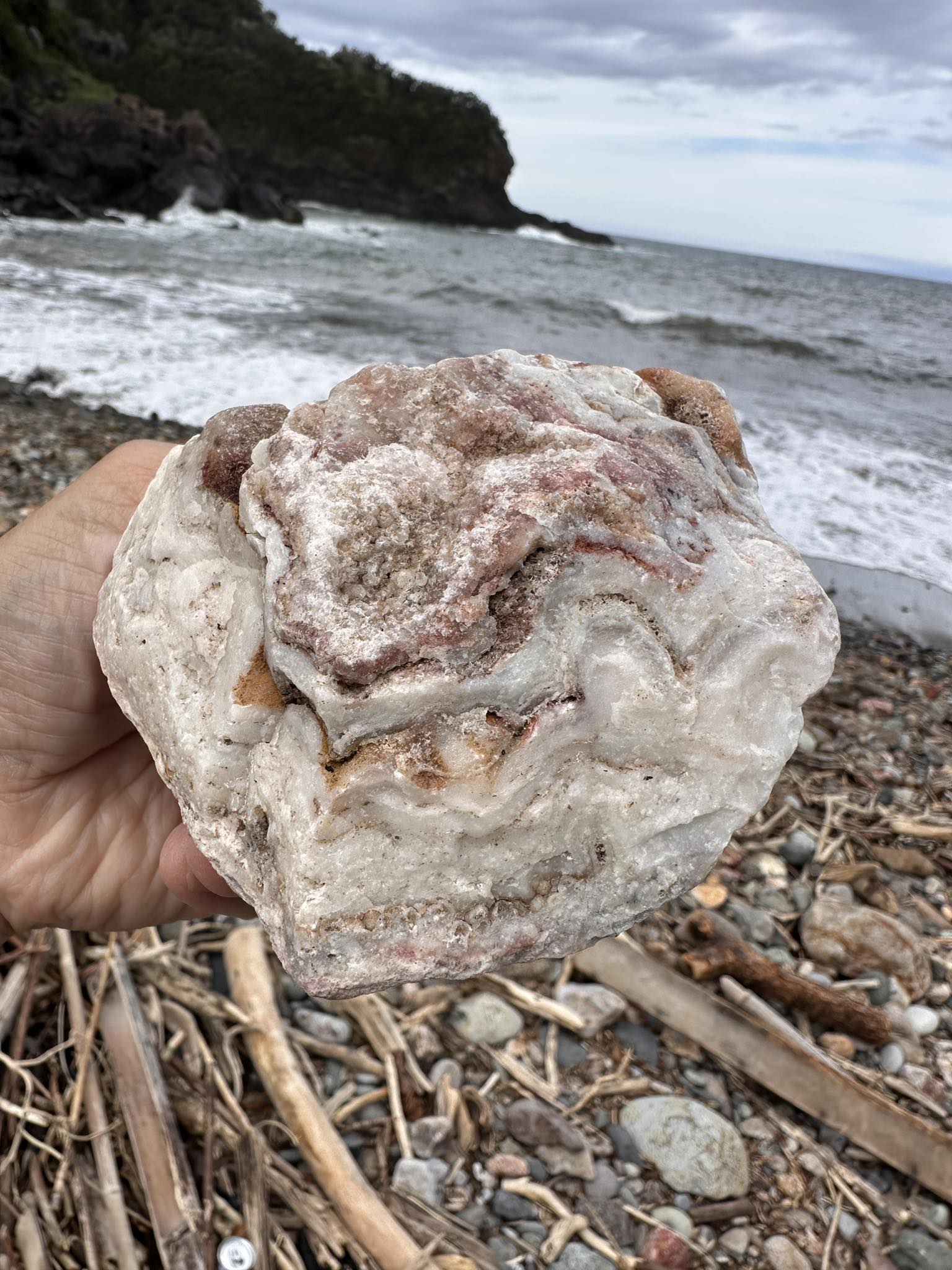神奈川県厚木市を流れる相模川で出逢った石ころです。青緑色の個性
