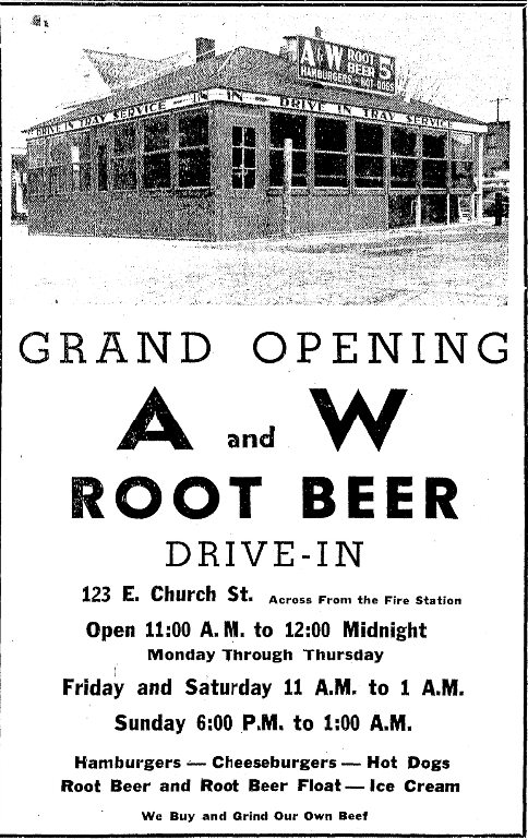Apr 1947 Grand opening of A&W Root Beer Drive In