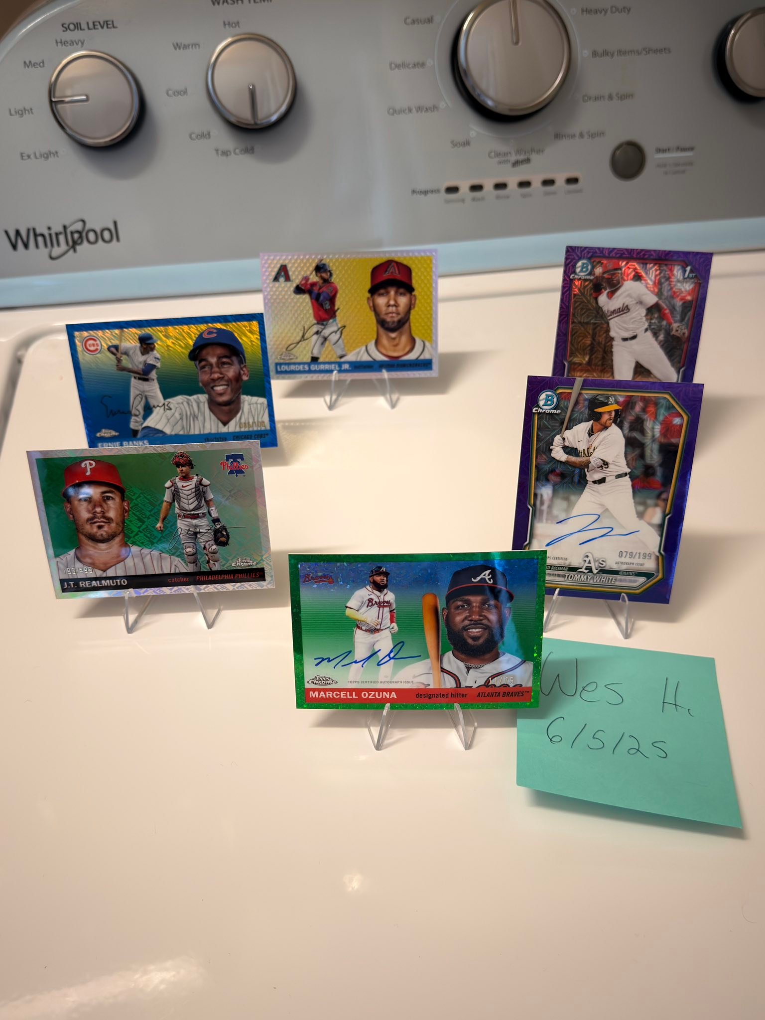 Baseball card lot for sale with Marcell Ozuna and Ernie Banks autos