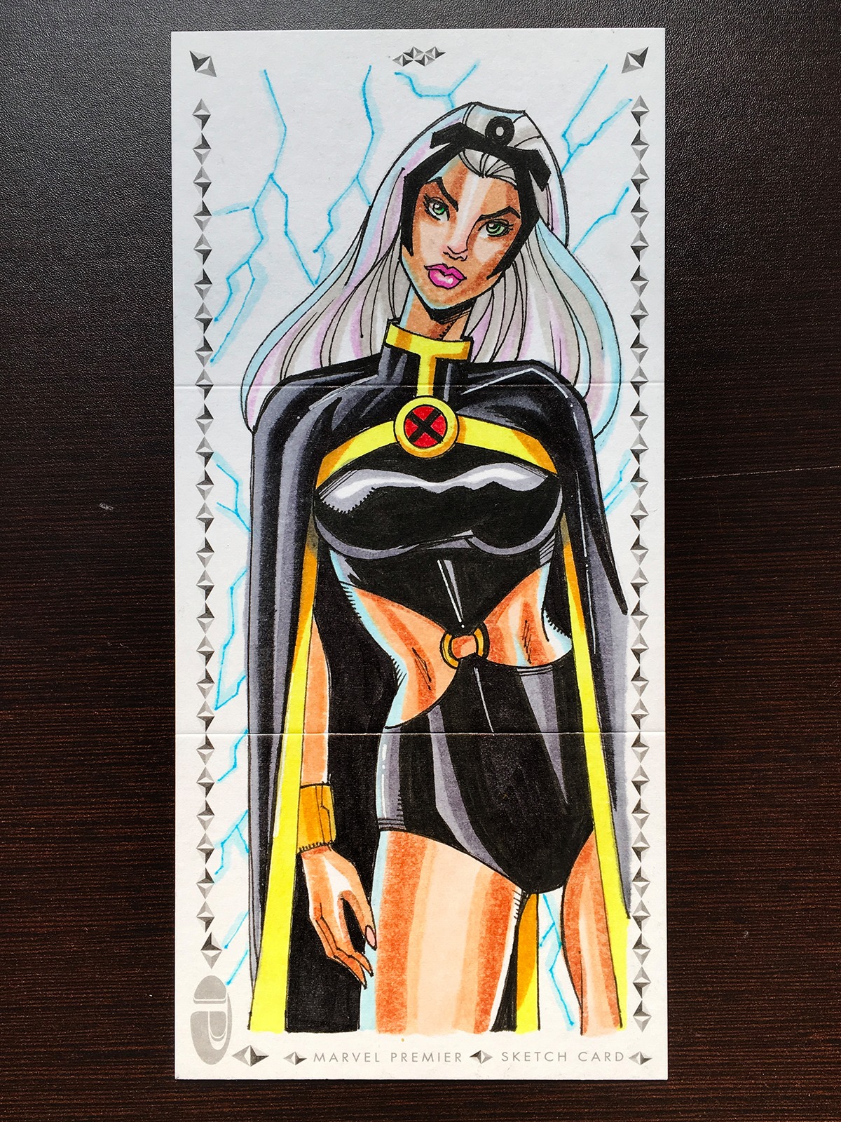 Storm by Veronica O'Connell on a marvel premiere sketch card