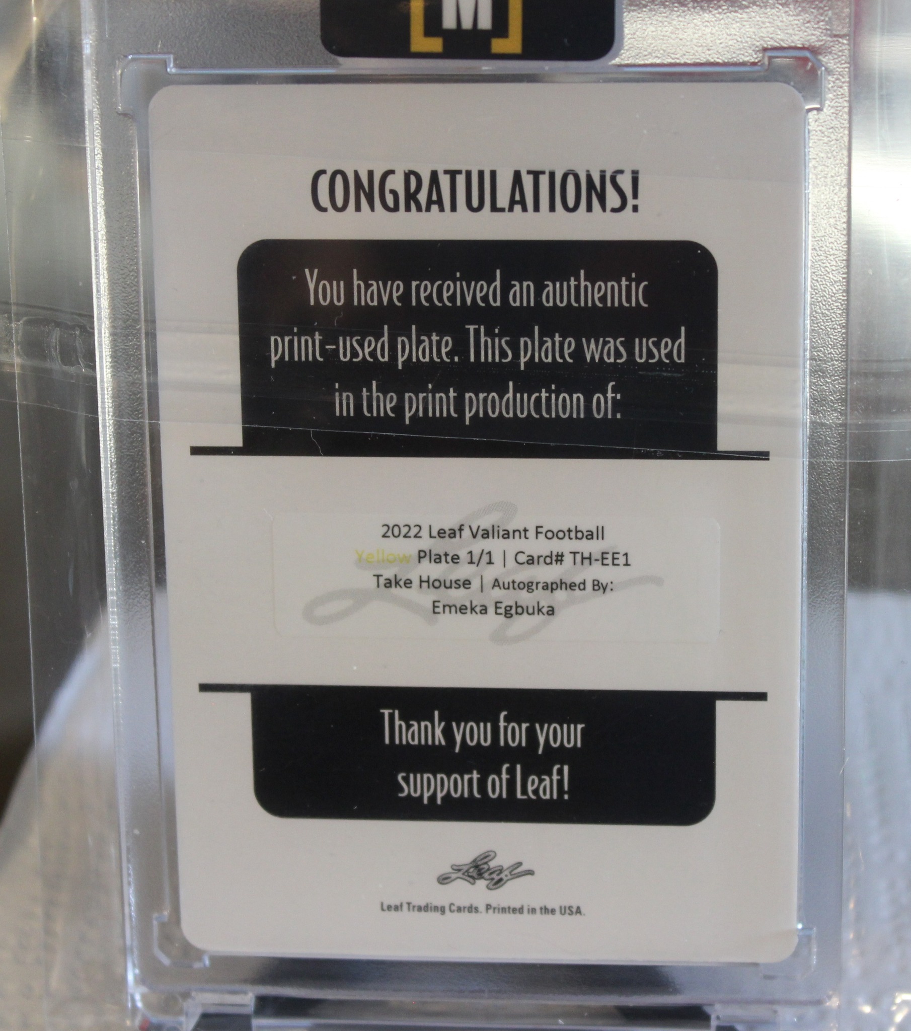 What is the value of a 1/1 2022 Leaf Valiant Football Emeka Egbuka 