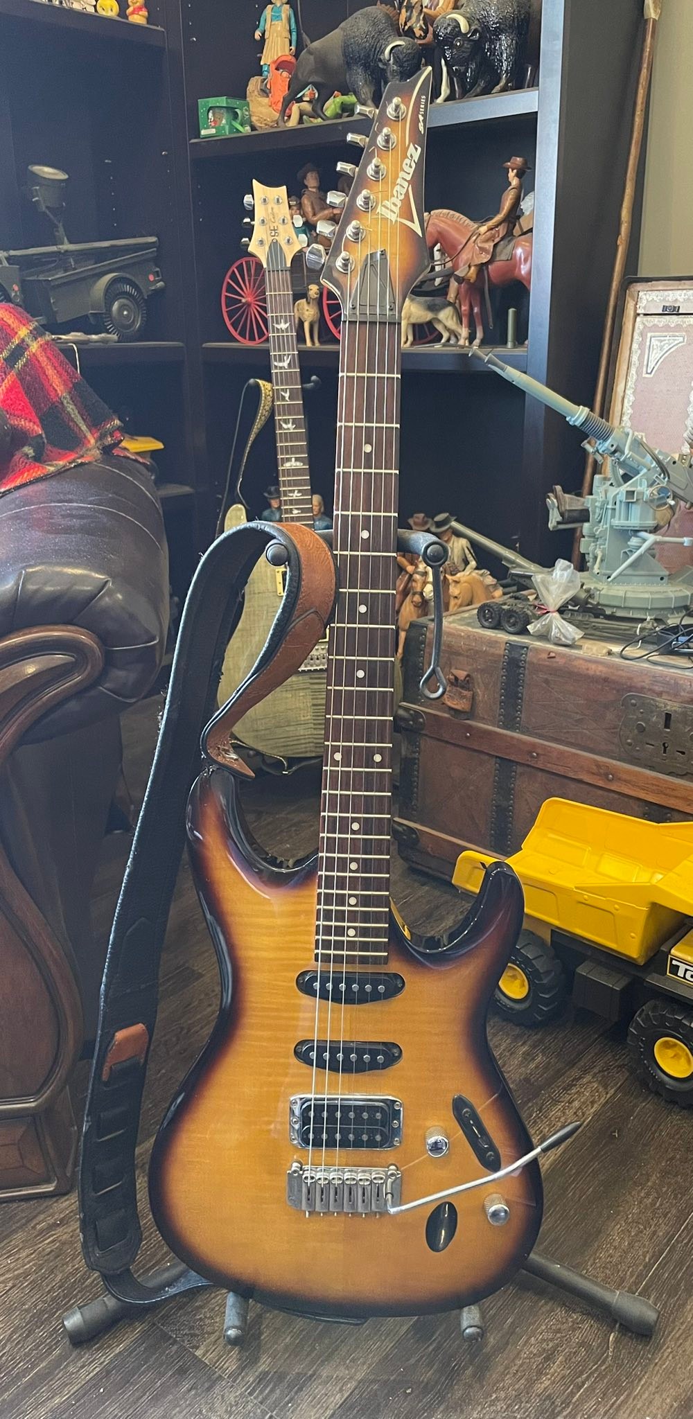 My Ibanez SA160FML -TYS bottom end but plays really well.