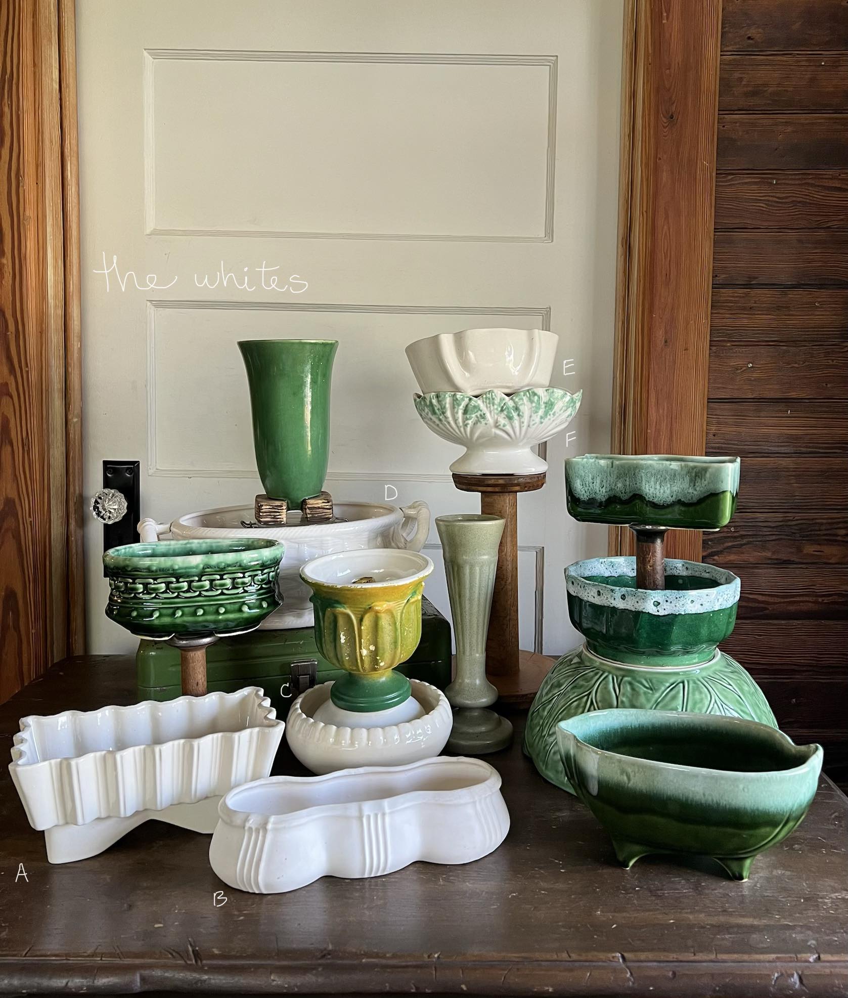 Mid century vintage white ceramic planters for sale display picture 1