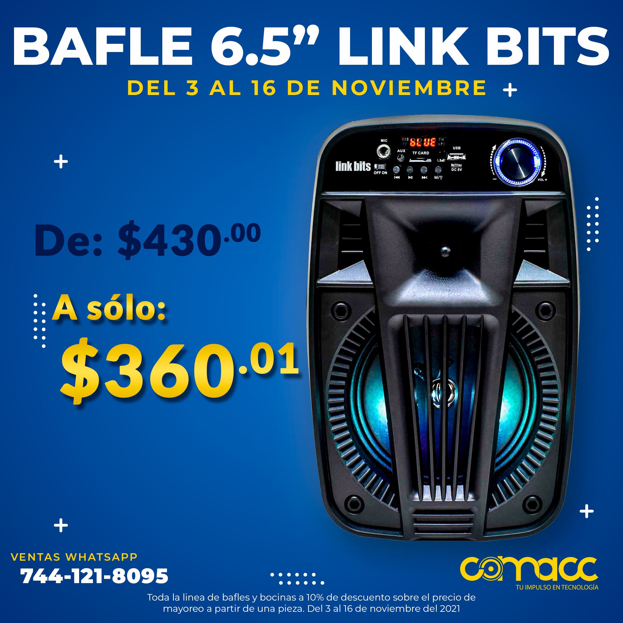 Comacc - Prende la fiesta con este bafle link bits 6.5
