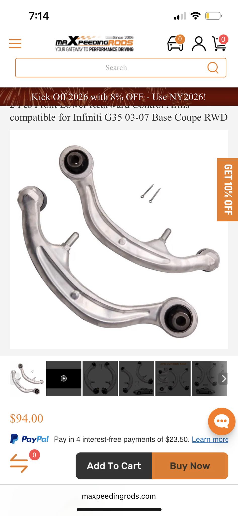 Maxpeedingrods 2 Pcs Front Lower Rearward Control Arms for
