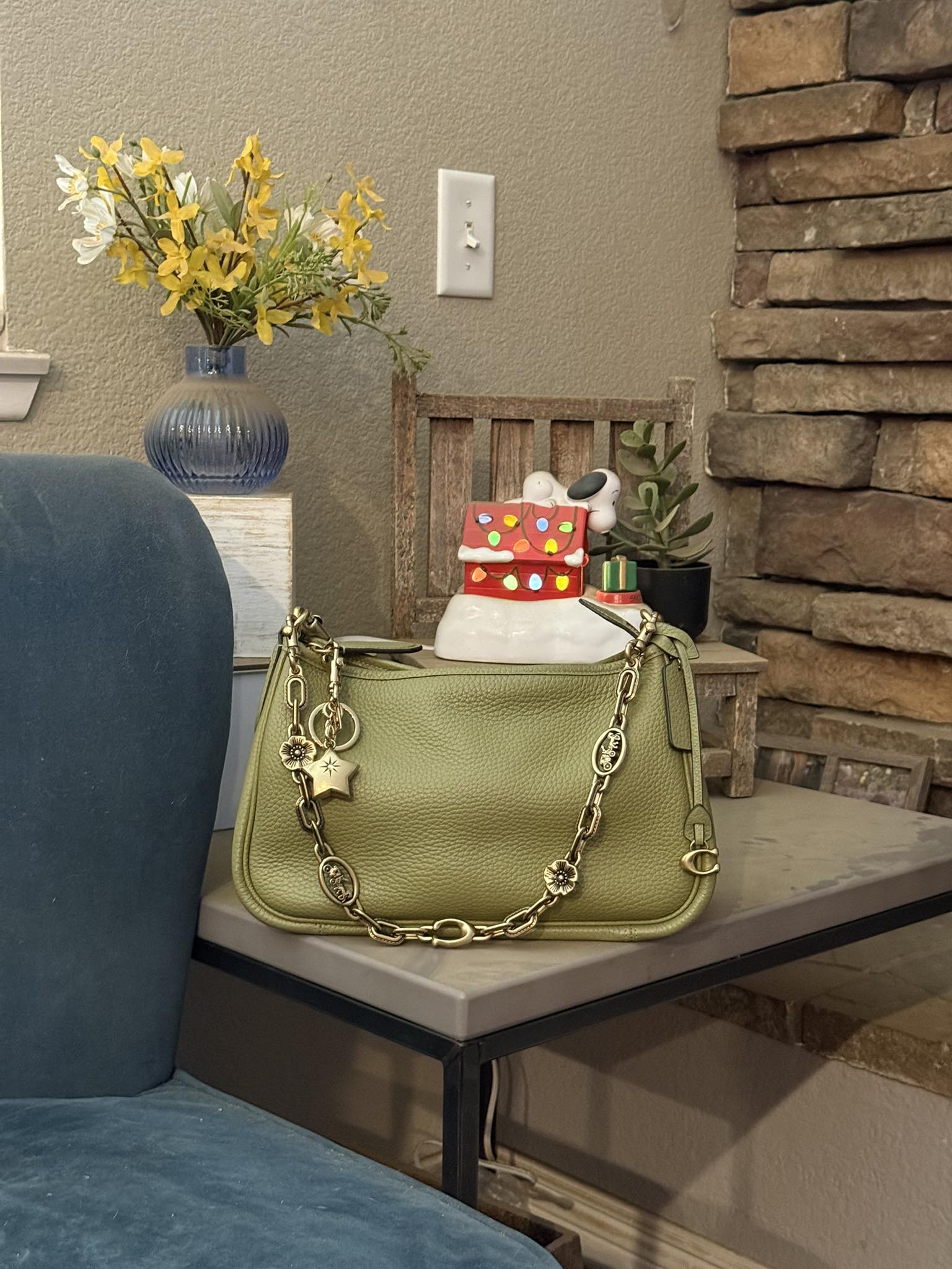 New coach olive suede bleecker bucket bag