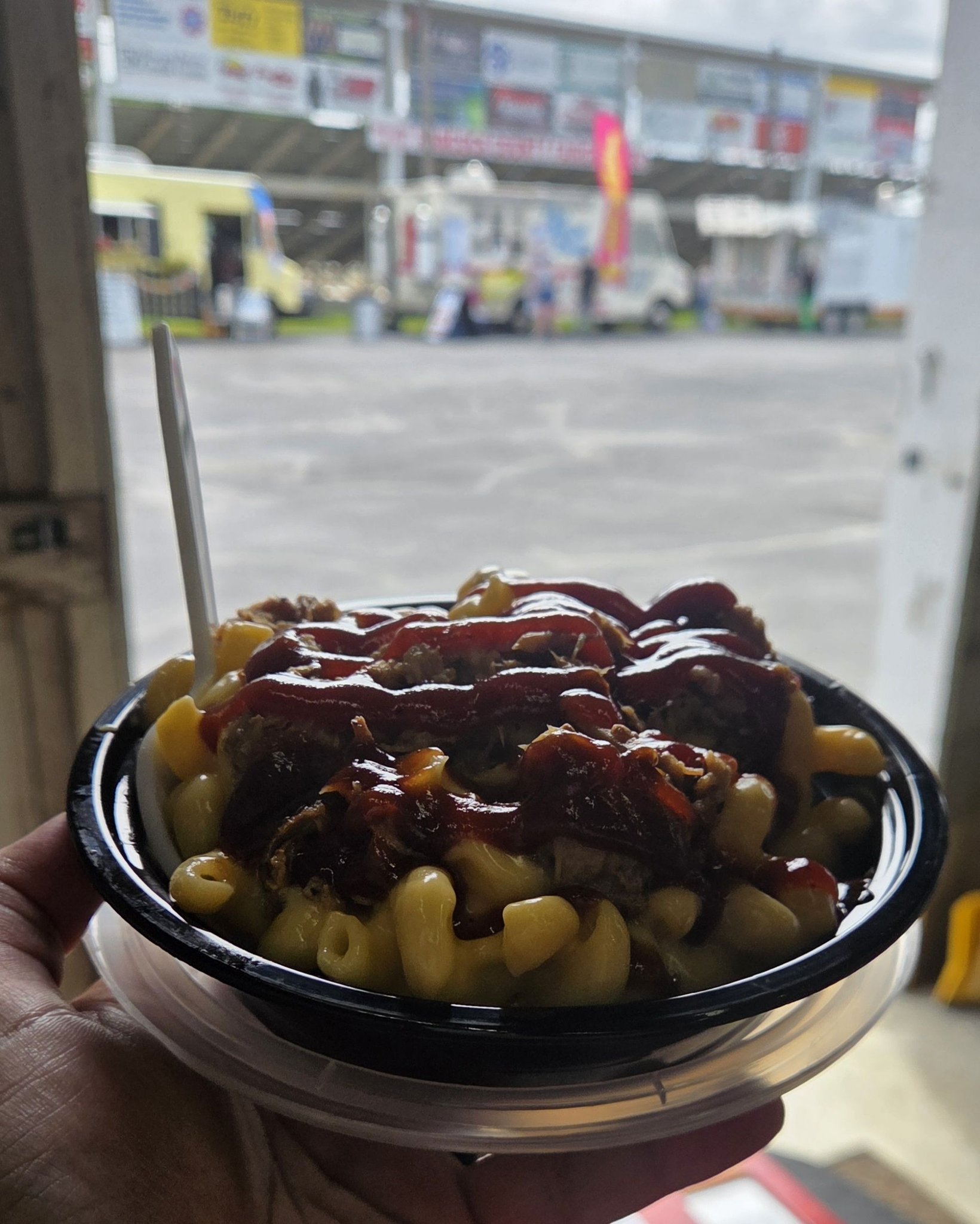 Delicious mac and cheese and pulled pork at Hancock County Fairgrounds