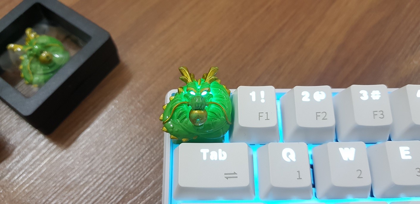 Keycap artisan handmade rồng thần, xuyên led ở mắt và ngọc rồng, kèm ...