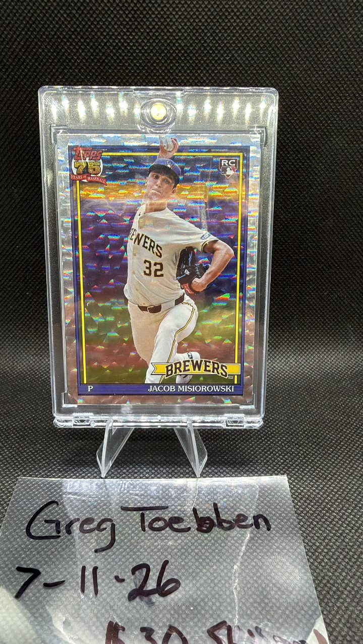 brewers' jacob misiorowski pulled his own limited-edition rookie baseball card 2026 A game-used baseball from Jacob
