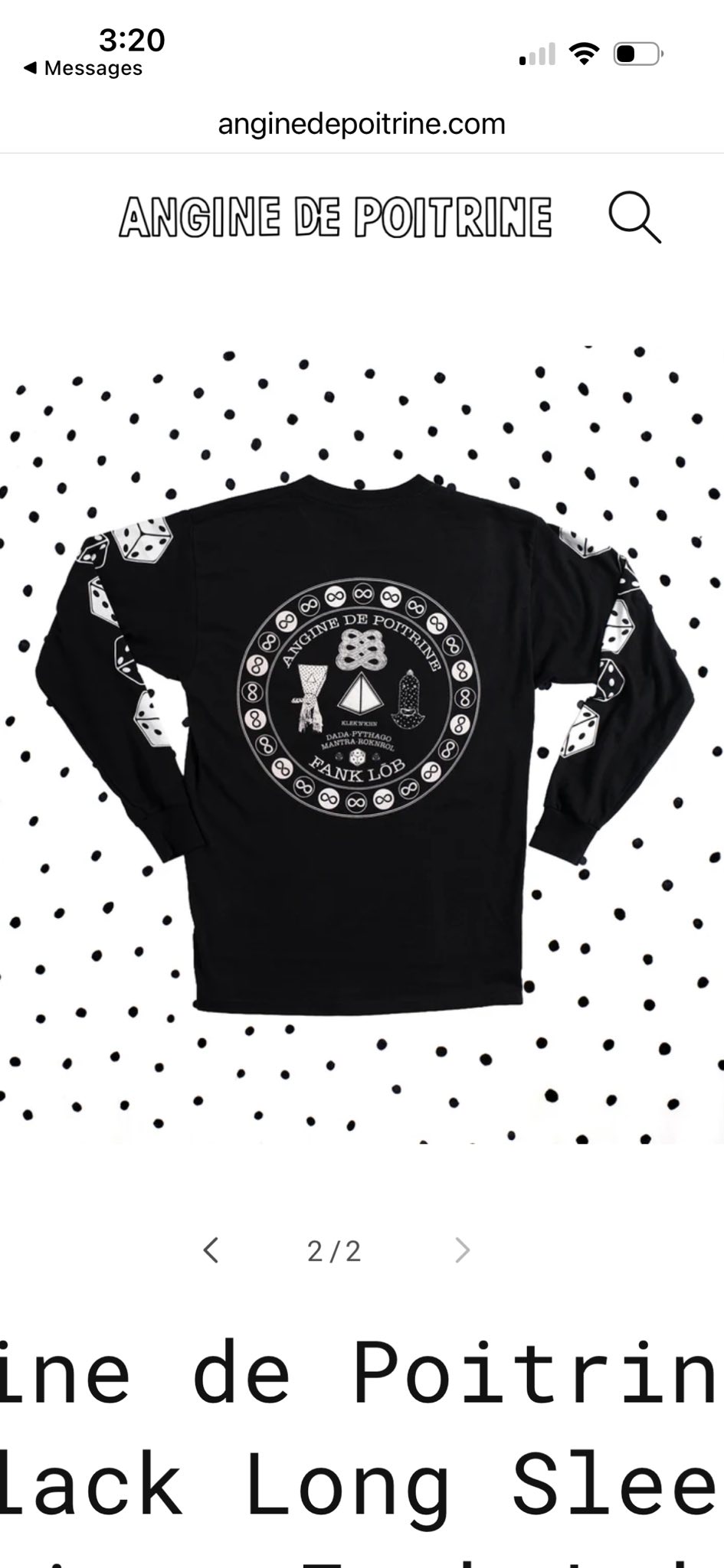 Limited release long sleeve on Angine de Poitrine merchandise site