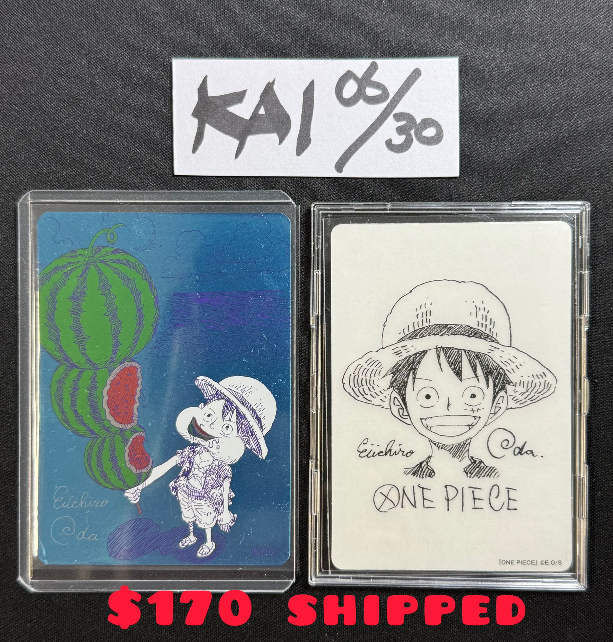 One Piece TCG cards for sale including Luffy metal glitter card