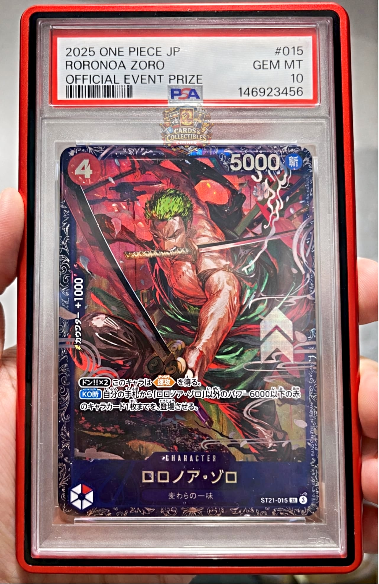 ⚔️PSA 10 ST21-015 Roronoa Zoro SR (Flagship Promo Card)⚔️