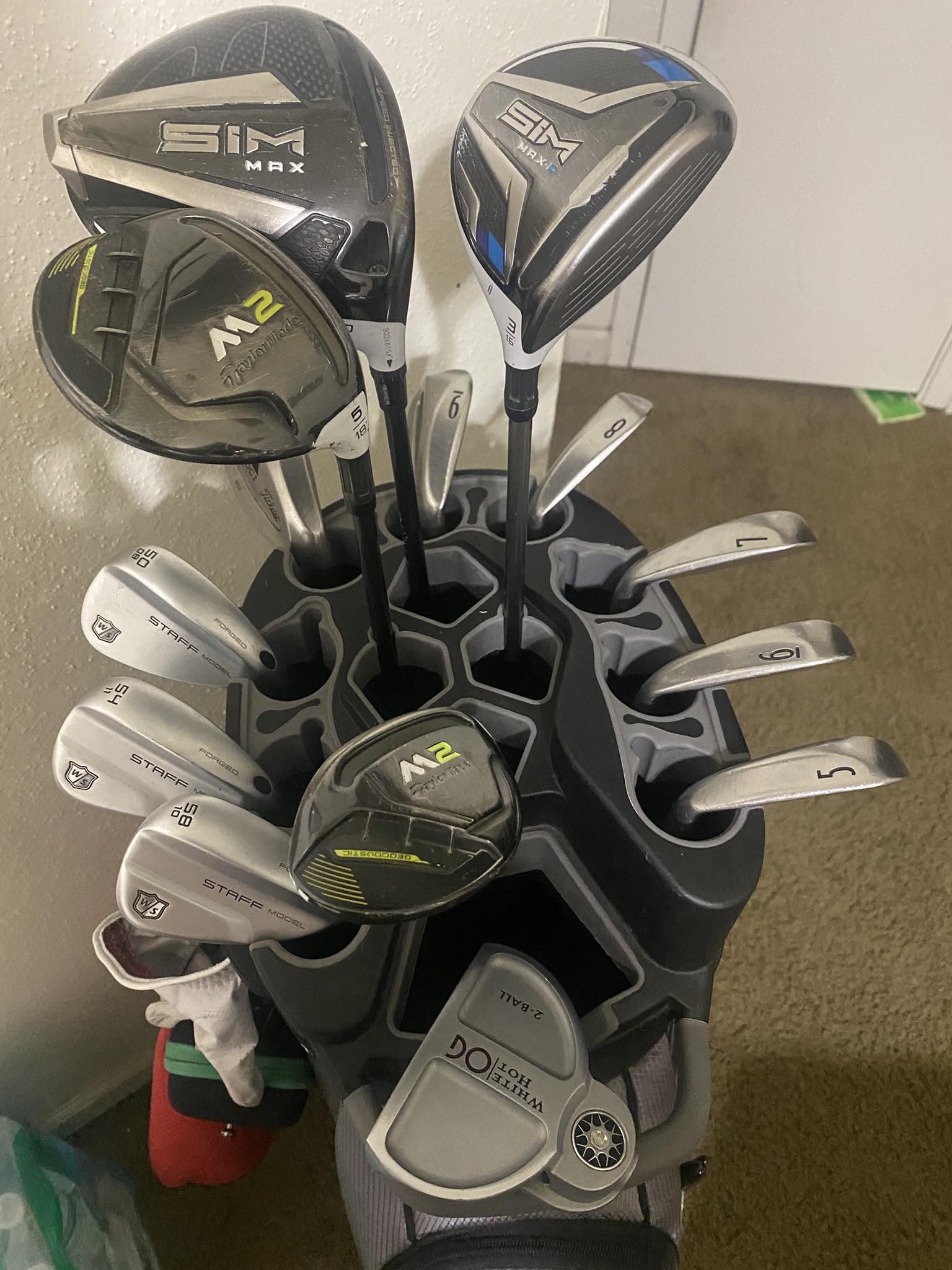 Taylor Made M2 driver and Titleist woods in my golf bag