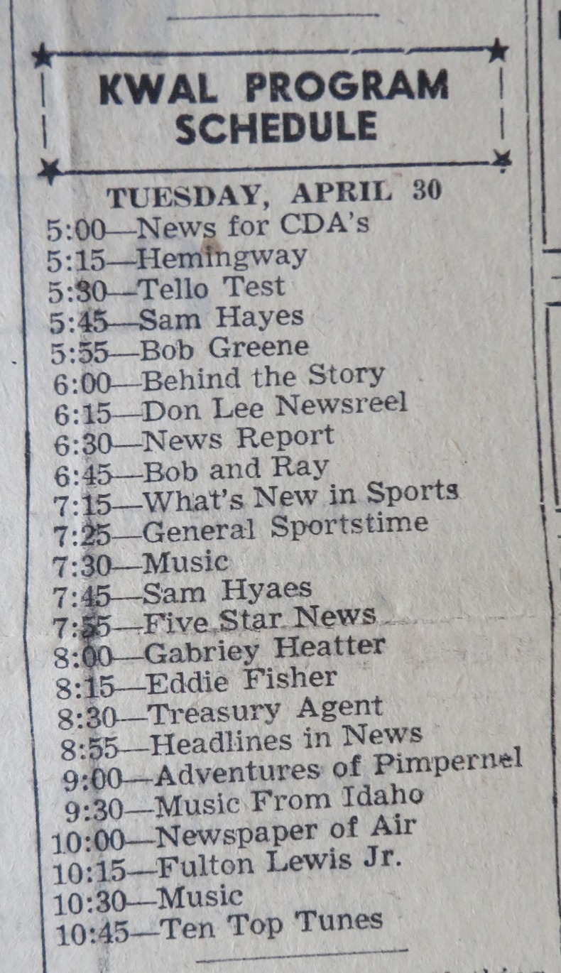 North Idaho History | Kellogg Evening News / April 30, 1957 | Facebook