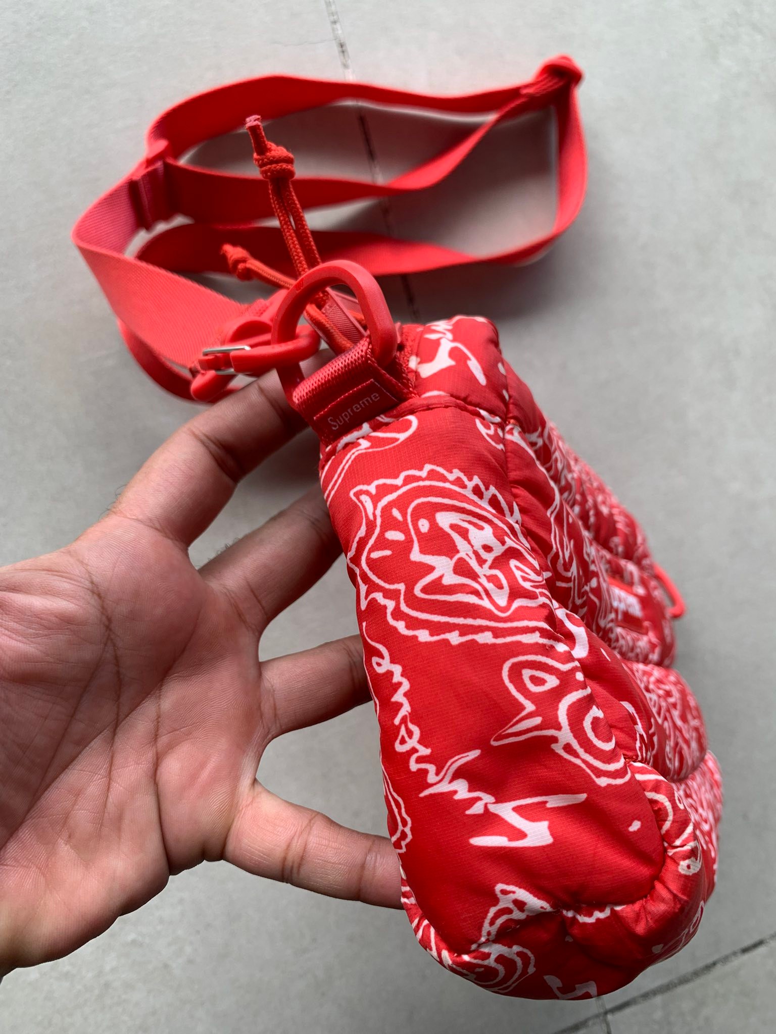 Supreme Puffer Side Bag Red Paisley Pattern Rm380 Free Pos 