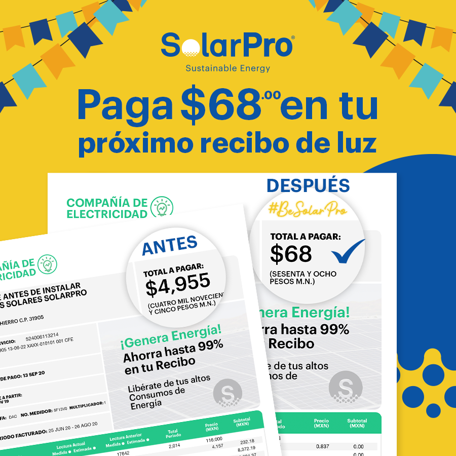 Paga $68.00 pesos en tu recibo de... - SolarPro Energía Solar | Facebook