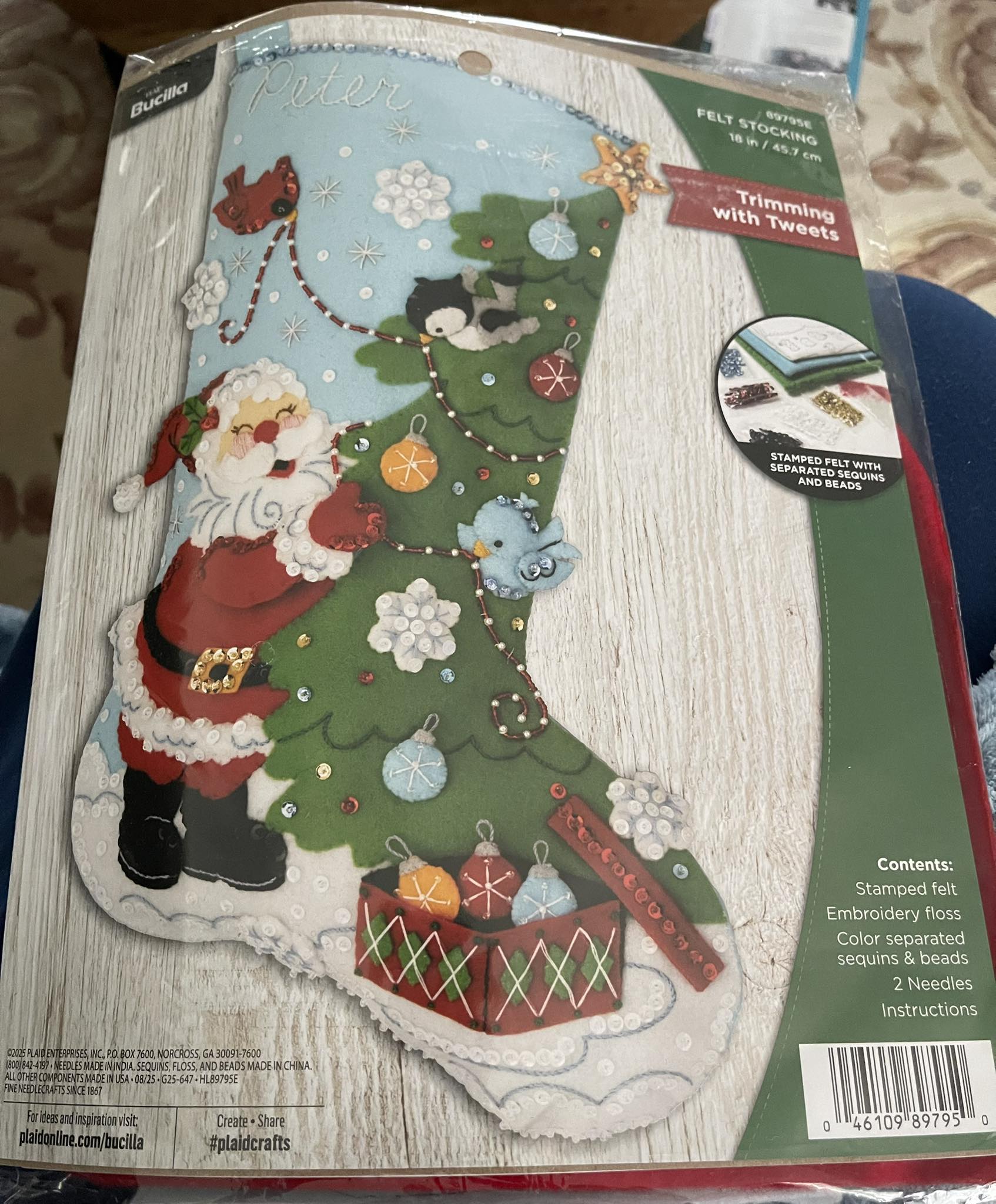 Santa and birds Christmas stocking?