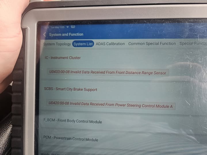 What causes SCBS forward malfunction and tyre pressure warning on