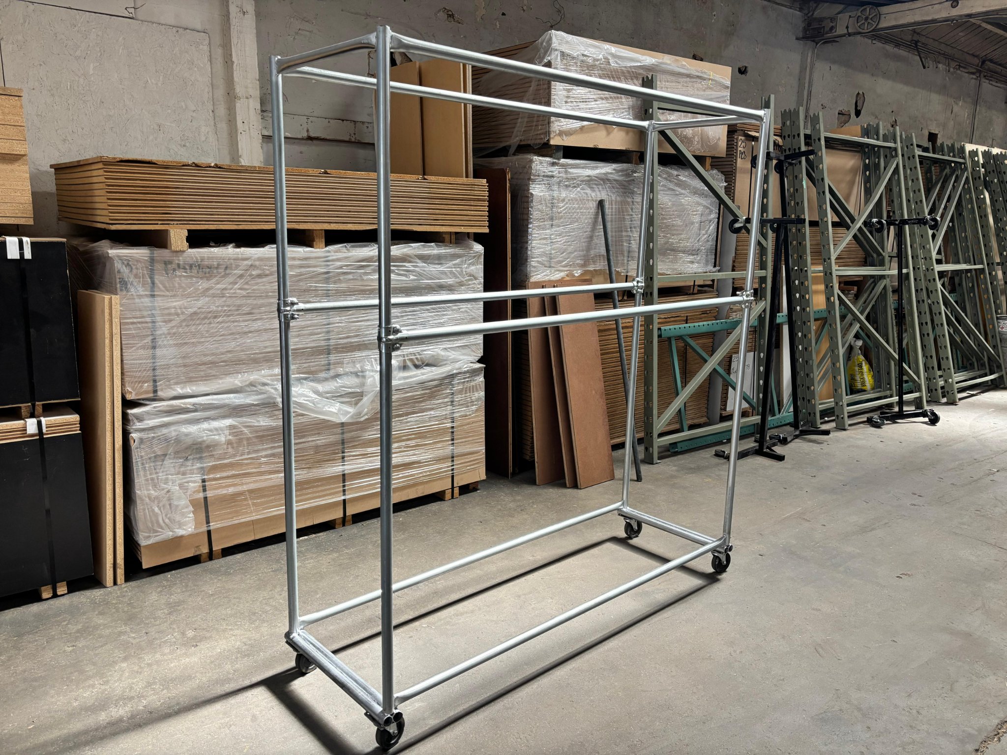 Double Level Clothing Rolling Racks with Extra Levels - Garment Racks ...