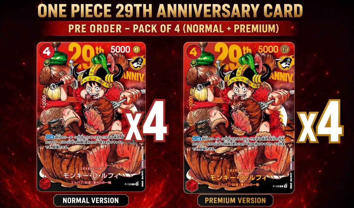 One Piece 29th anniversary promo card announced with premium