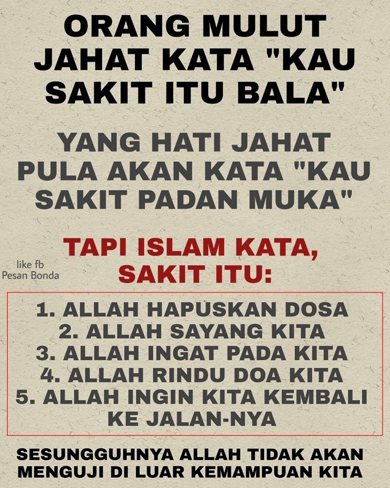 Petua Ibu Yang Tak Berapa Sihat Tu Semoga Kita Sama Sama Melihat Kesakitan Ini Sebagai Didikan Dari Allah Follow Telegram Kami T Me Petuaibu Facebook