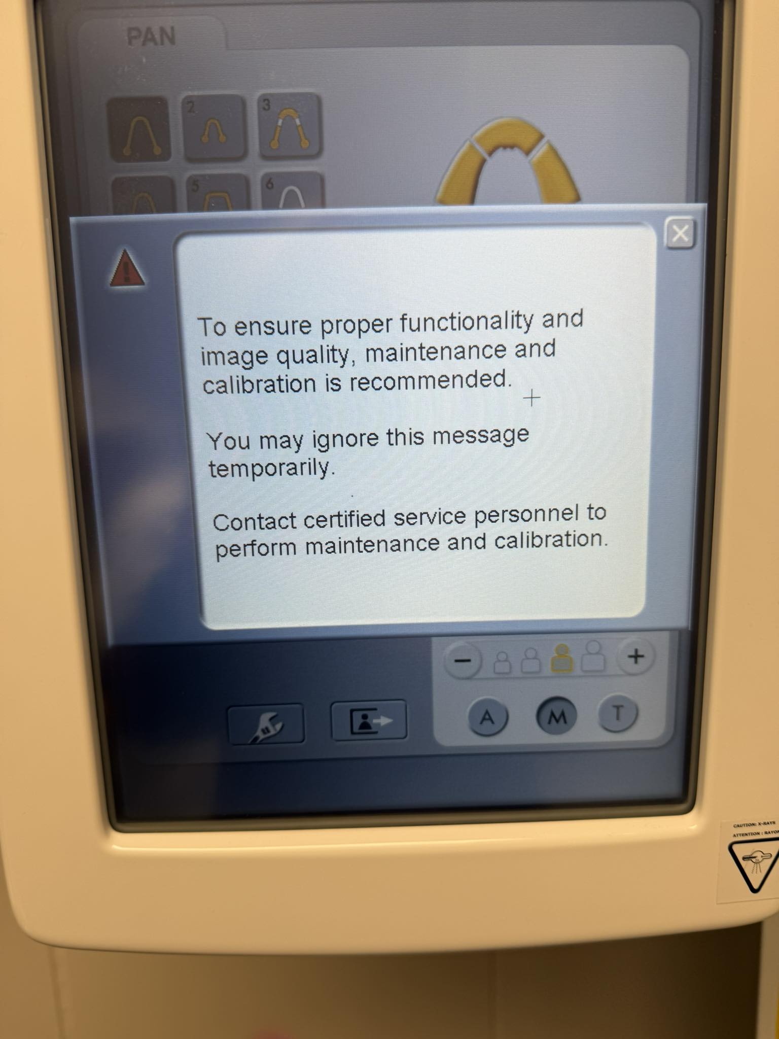 How to reset error message on Orthopantomograph OP300?
