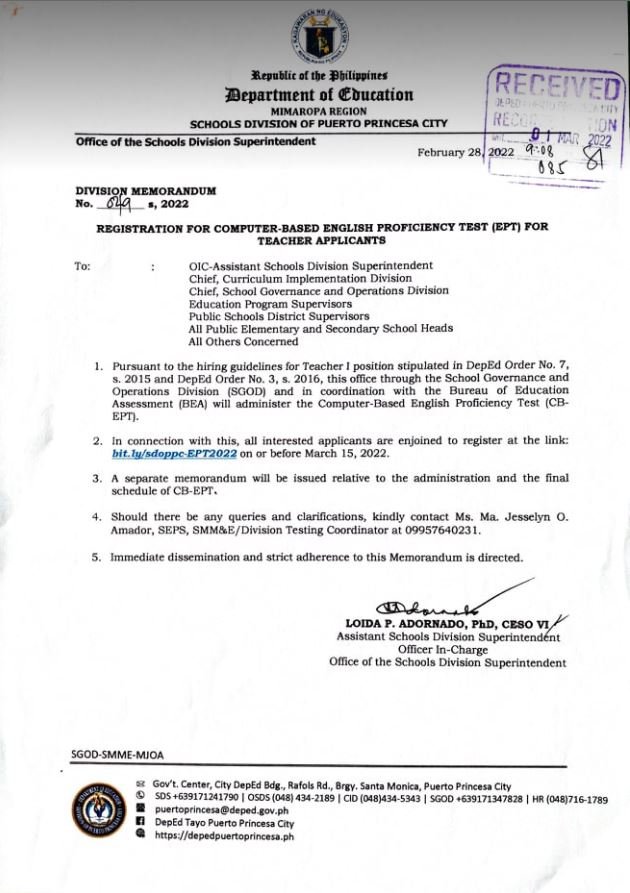 DepEd - Registration for Computer-Based English Proficiency Test (EPT ...