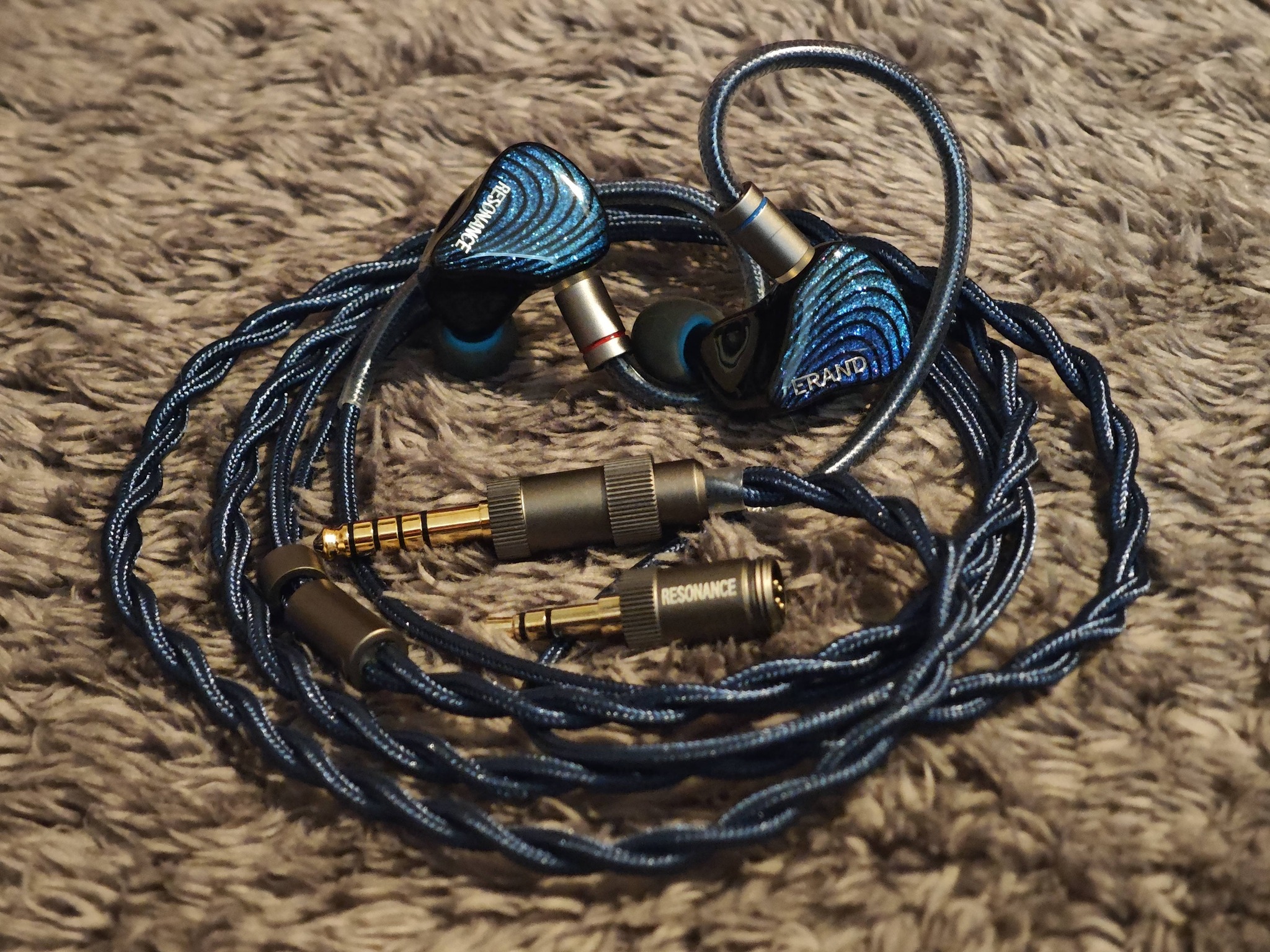 Resonance and Nereus earbuds with upgraded cable
