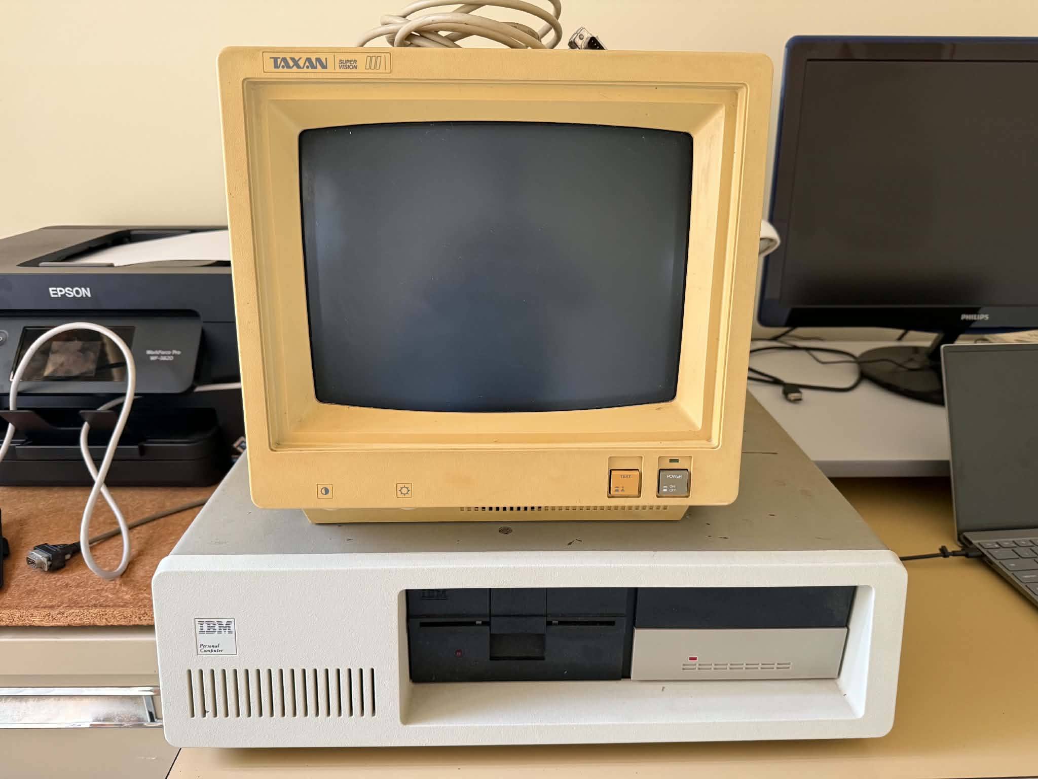 Retro microcomputer setup with Micro-Bee and Taxan monitor