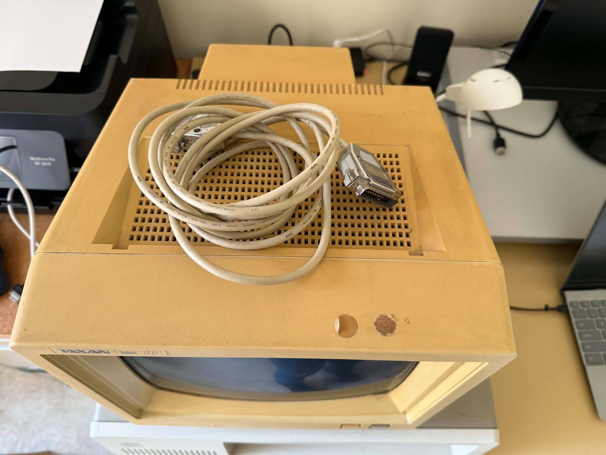 Retro microcomputer setup with Micro-Bee and Taxan monitor