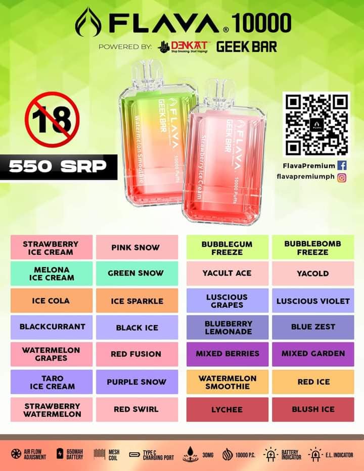 flava geek bar 10000 flavor guide GEEKBAR Is now available ⚠️ 𝙒𝘼𝙍𝙉𝙄𝙉𝙂: This product is intended to use e-liquid with nicotine. Nicotine is a highly addictive substance. It is not recommended for use by non-smokers. You Flavors:Orange Slush Elf Bar BC10000 2% Nicotine Geekvape Sub-Ohm Tanks |