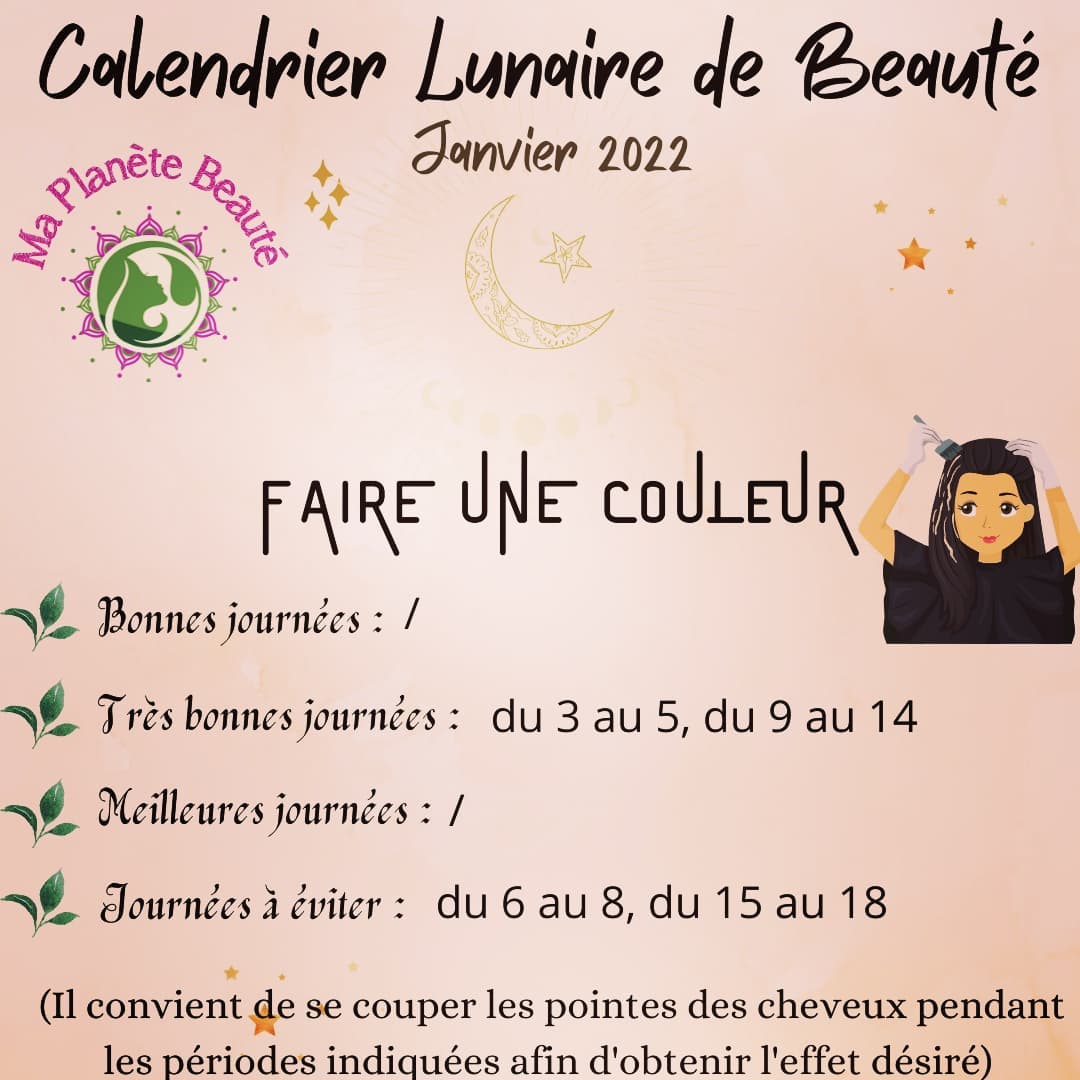 Calendrier Lunaire Cheveux Coloration 2022